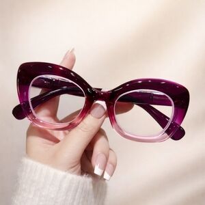 +300 Chic Gradient Purple/Pink Cateye Reading Glasses